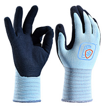 Safe CE EN388 non slip power grip industrial latex palm gloves blue